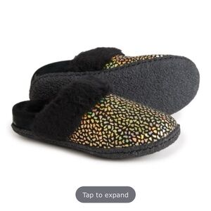 Sorel Kids Nakiska Slide II Black and Gold multi color slippers girls size 2 new